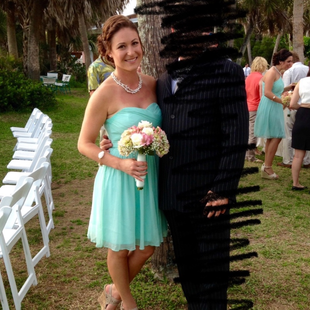 Sea foam cord cocktail/bridesmaid dress